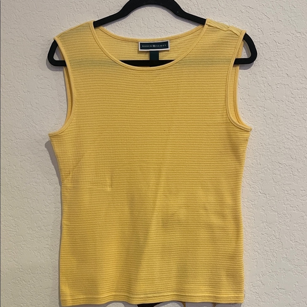 Karen Scott Sunny Yellow Cotton Tank Top